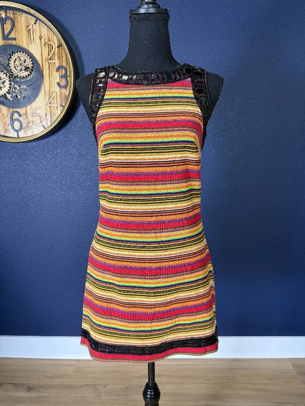 Free People New Romantics Striped Beaded Cotton Mini Dress | 0